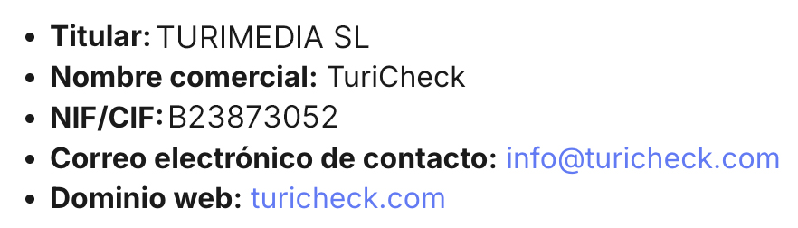 Datos del titular de TuriCheck